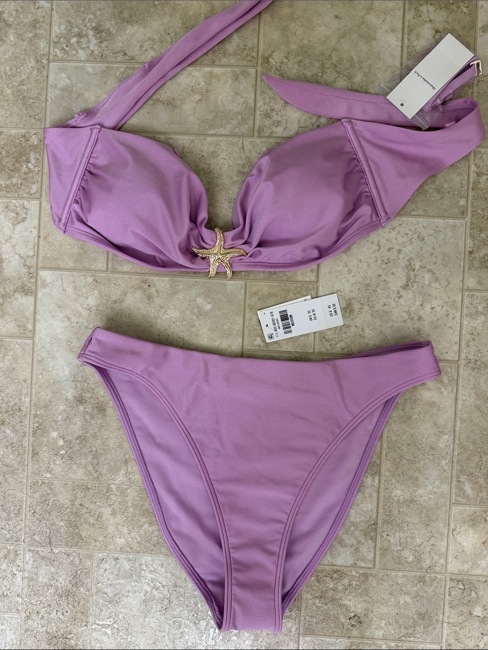 Abercrombie & Fitch Lilac Halter Bikini with Gold Starfish Accent